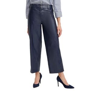 Chico's Faux Leather Blue Cropped Ankle Pants High-Waisted size 14